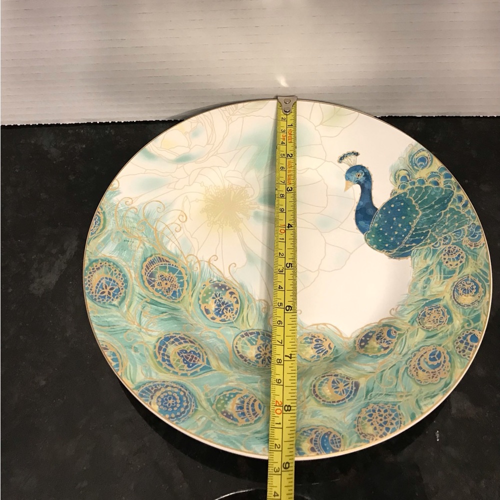 222 Fifth LAKSHMI Peacock Pattern SALAD Plate - Picture 4 of 4